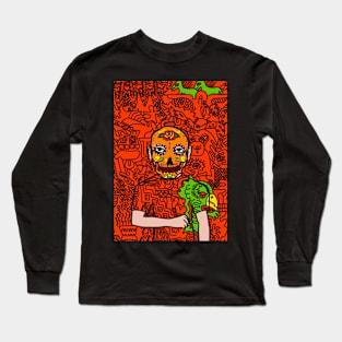 Experience the Essence - A MaleMask NFT with MexicanEye Color and DoodleGlyph Background Long Sleeve T-Shirt